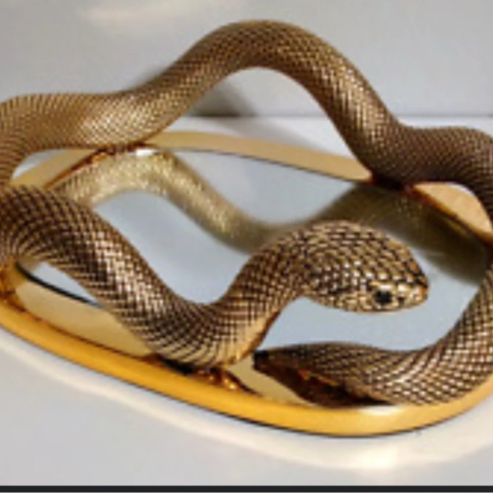 Bath & Body Elegant Gold and Brown Snake Mirror Candle holder - Picture 1 of 3